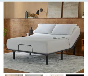 lot 25 image: Baselogic Bronze Twin XL Adjustable Electric Bed Frame with Wired Remote Control - Retail $576