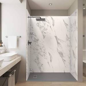lot 13019 image: Carrara Back Walls For 36 in. x 60 in. x 84 in. Solid Composite Stone Alcove Shower Kit (Back Walls Only)