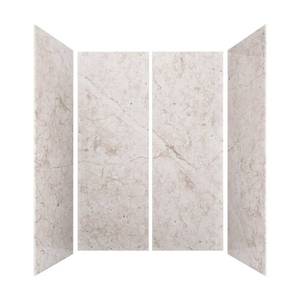 lot 13020 image: Side Walls For 60 in. L x 32 in. W x 84 in. H Glue-Up Alcove Solid Composite Stone Shower Side Walls in Botticcino Beige, (Side Walls Only) - Retail $1,539