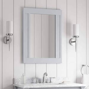 lot 13026 image: Aberdeen 33 in. W x 36 in. H Rectangular Framed Wall Mount Bathroom Vanity Mirror in Dove Gray - Retail $329