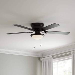 lot 13030 image: Hugger 52 in. LED Black Ceiling Fan - Retail $115