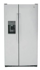 lot 26266 image: GE 25.3 cu. ft. Side by Side Refrigerator in Fingerprint Resistant Stainless Steel, Standard Depth - Retail $1,999