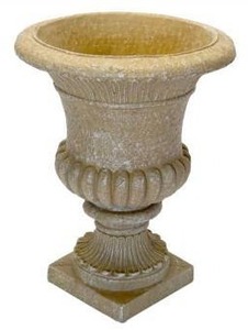 lot 26275 image: Desert Sand Concrete Urn Planter 21x28 inch - Retail $89
