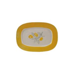 lot 3742 image: Creative Co-Op Stoneware Plate with Lemons, Yellow (Each One Will Vary)