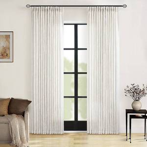 lot 3744 image: 90 Inch Pinch Pleated Linen Curtains 2 Panel Set for Living Room Cream Natural Thick Linen Textured Drapes 90 Inches Long Pinch Pleat Drapes Birch Ivory Semi Sheer Curtain for Dining Bedroom Office
