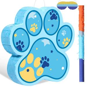lot 3753 image: Capoda Pi�ata Bundle with 16 Inch Stick Blindfold for Boy Girl Kids Birthday Party Decorations (Blue,Dog Paw)