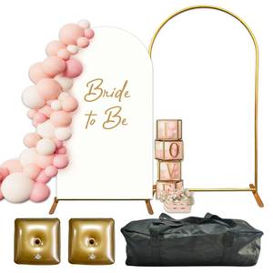 lot 3763 image: Arch Backdrop Stand and Cover Set 7.2FT - Rose Gold Wedding Arch Frame With Water Weights & Carry Bag - Spandex Fitted Luxury Balloon Arch Stand - Metal Arch Backdrop Stand For Weddings & Parties