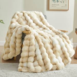 lot 3769 image: BEDELITE Faux Fur Throw Blanket for Couch, Decorative Tie-Dye Khaki Plush Bubble Blanket - Super Soft & Cozy Fluffy Faux Rabbit Fur Blanket for Women Gift, 50x60 Inches