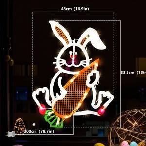 lot 4015 image: GLOWNOVA 17 35LED Lighted Bunny with Carrot Easter Decor - UL Certified, Cute Warm Glow, Window & Hanging Ornament, Indoor Holiday Decor,Beautiful Gift for Easter