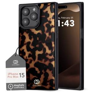 lot 4018 image: COCOMII Rectangle Case for iPhone 15 Pro Max, Compatible with MagSafe, Chestnut Tortoiseshell