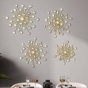 lot 4024 image: Blulu 4 Pcs Metal Wall Decor Bling Crystal Wall Art Cast Iron Rhinestones Sunburst Decor Starburst Art Hanging Diamond Accents Home Decorative for Living Room Bedroom Entryway(Colorful)
