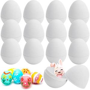 lot 4029 image: Watayo 12 Pcs DIY Paper Mache Easter Eggs, 3 Inch Blank Paper Mache DIY Craft Eggs, White Easter Fillable Paper Eggs for Easter Basket Stuffers Hunt Party Favors DIY Painting Craft Supplies