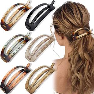 lot 4050 image: 6Pcs French Hair Barrette Clips, 4.72 Inch Oval Plastic Bun Ponytail Holder Strong Hold Grip Hair Clips Closure Hairpin No Metal Hair Accessories for Women Girls