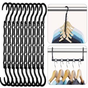 lot 4054 image: HOUSE DAY Black Magic Space Saving Hangers 10 Pack, Premium Smart Hanger Hooks, Sturdy Cascading Hangers with 5 Holes for Heavy Clothes, Closet Organizers and Storage, College Dorm Room Essentials