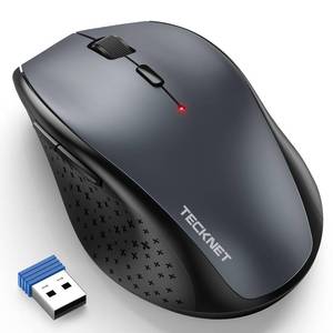 lot 4074 image: TECKNET Wireless Mouse, 2.4G USB Computer Mouse with 6-Level Adjustable 4800 DPI, Silent Quiet Click��30 Months Battery, Ergonomic Grips, 6 Buttons Portable for PC, Chromebook, Mac - Grey