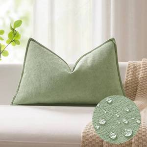 lot 4077 image: Kevin Textile Spring 14x20 Inch Lumbar Pillow Cover 1 Pack Soft Boucle Textured Decorative Waterproof Rectangle Cushion Elegant Accent Pillow for Couch Sofa Chair Bed Indoor Outdoor Sage Green