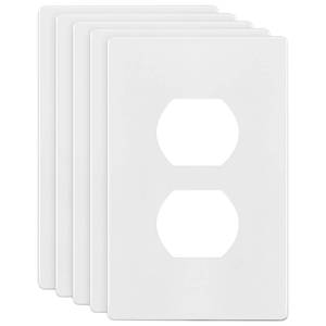 lot 4082 image: ENERLITES Screwless Duplex Wall Plates, Child Safe Receptacle Outlet Covers, Standard Size, 1-Gang 4.68x 2.93, Unbreakable Polycarbonate Thermoplastic, UL Listed, SI8821-W-5PCS, Glossy, White
