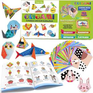 lot 4096 image: hapray Origami Kit for Kids Ages 5-8 8-12, with Guiding Book, 152 Paper with 72 Patterns, DIY Art and Craft Projects, Beginners Childrens Day Gift Boy Girl