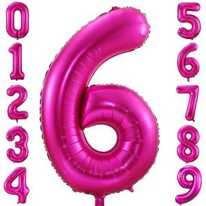 lot 4107 image: 6 Balloon Number Hot Pink 6 Birthday Balloon 40 inch Foil Mylar Large 6 Balloon Numbers for Birthday Party Anniversary Festival