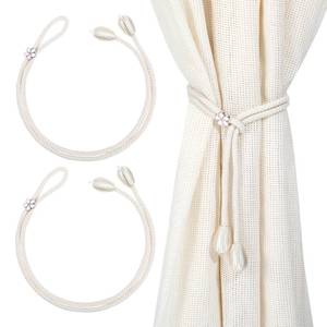 lot 4118 image: 2 Pcs Curtain Tassel Tiebacks No Drilling, Boho Curtain Tiebacks Rope for Black Blue Light Color Curtains, Curtain Holders for Living Room Bedroom Outdoor Yard Garden Drapery (Beige)