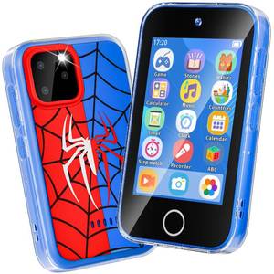 lot 4131 image: FKATEEN Kids Phone 3.5 Touchscreen, Pretend Smartphone with Dual Camera, Spider Toy Phone for Boys 3-8, Learning ABC & Habit Tracker, Birthday