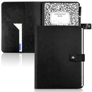 lot 4159 image: SKLENICE PU Leather Composition Notebook Cover 9 34 X 7 12 in With Composition Book 100 Sheets Vintage Rustic Distressed PU Leather Journal Notebook Cover Portfolio For School Office Home (Black)