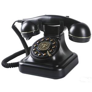 lot 5745 image: TangYeah Retro Home Landline Phone,Old Fashion Telephone (Hearing Aid Compatible),Antique Telephone,Vintage Corded Desk Phone,Retro Push Button Phone, Redial, Tangle Free Cord for Home, Office, Black