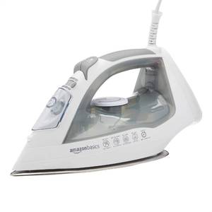 lot 5753 image: Amazon Basics Steam Iron for Clothes with Safety Auto Shut-Off, Handheld Garment Steamer, Wrinkle Remover, Stainless Steel Soleplate, Anti-Drip, 1700-Watt, 1.62ft, Gray