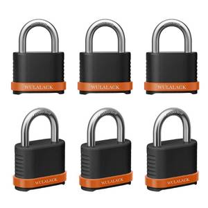 lot 6017 image: WULALACK 4 Digit Heavy Duty Combination Lock, Weatherproof Combo Padlock for Outdoor Use �� Suitable for Sheds, Fences, Gates, Hasps & Storage Units��6 Pack (Matte Black)