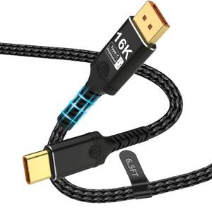 lot 6019 image: Displayport to USB C Bidirectional USB C to DisplayPort 2.1 Cable Support 16K60Hz 8K120Hz Resolution Braided Thunderbolt 5 Compatible with MacBook ProAir, Galaxy S25, iPad Pro, XPS 17, 6.56FT
