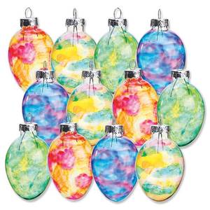 lot 6022 image: Lillian Vernon Stained Glass Egg Blown Glass Easter Ornaments - Handcrafted Hanging Tree Decorations, Stained Glass Easter Egg Holiday & Party Decor, 2 in, Assorted, 12-Piece Set