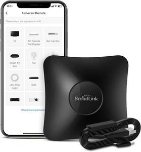 lot 6023 image: Broadlink RM4 pro Smart IRRF Remote Control Hub with Sensor Cable(2.4GHz Wi-Fi Only)-WiFi IRRF Blaster for Home Automation, TV, Curtain, Shades Remote, Works with Alexa, Google Assistant, IFTTT