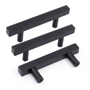 lot 6032 image: Goldenwarm 12 Pack Kitchen Cabinet Handles Black Drawer Pulls Modern Cabinet Pulls Square Matte Black Bar Handles Dresser Hardware Stainless Steel 3in Hole Centers Bathroom Door Hardware