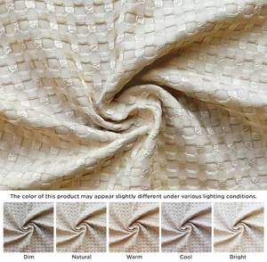 lot 6033 image: MIYE Pleated Waffle Weave Bed Skirt, Tailored Dust Ruffle 14 Inch Drop Easy Fit, Machine Washable,No Split Corners (Beige, King - 14 Drop)
