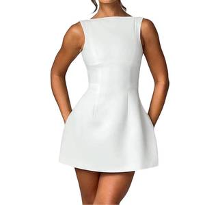 lot 6042 image: BNGD Womens Backless Vest Basic Dress Sexy Slim Short Dress(ColorWhite,SizeM)