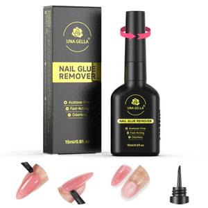 lot 6057 image: UNA GELLA Nail Glue Remover for Press on Nails 15ml Upgraded Stick & Remove 2 in 1 Acrylic Nails Remover for False Nails Tips Acetone-Free Gentle Gel Nail Remover, Not for Gel Polish Base Coat