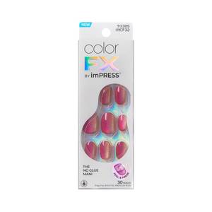lot 6067 image: Kiss Impress No Glue Mani Press On Nails, ColorFX, Walk Out, Pink, Short Size, Oval Shape, Includes 30 Nails, Prep Pad, Instructions Sheet, 1 Manicure Stick, 1 Mini File