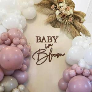 lot 6072 image: MASTRON Baby in Bloom Sign, Brown Felt Letter Baby Shower Sign Baby in Bloom Party Decor Backdrop for Boy or Girl Baby Shower Gender Reveal 1st Birthday - Brown