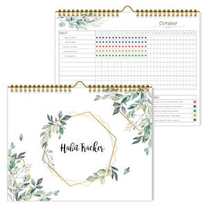lot 6074 image: Habit Tracker Calendar��12 Monthly Habit Tracker Journal with Spiral Binding,Undated Weekly Monthly Planner to Boost Productivity&Self Improvement, 8x10��Green)