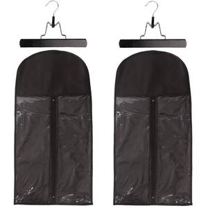 lot 6090 image: A2 Pack Hair Extension Storage Bag Hair Extension Hanger Strong Holder Dust-Proof Portable Suit with Transparent Zip Up Closure- Lightweight, Waterproof and Portable (Black)