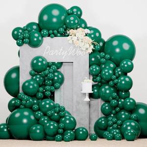 lot 6091 image: PartyWoo Pearl Dark Green Balloons 140pcs Different Sizes Pack of 18 12 10 5 Inch Pearl Emerald Hunter Forest Green Balloon Arch Kit for Jungle Dinosaur Theme Birthday Party Decorations Green-Z01