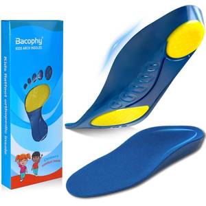 lot 6107 image: Bacophy Kids Orthotic Arch Support Shoe Insoles, Deep Heel Cup, Shock Absorption, Blue