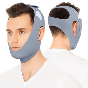 lot 6112 image: REROIO Chin Strap for Sleeping with 4-Side Adjustment, Anti Snoring Chin Strap Elasticity, Anti Snoring Devices Breathable and Durable, Comfortable Snore Stopper for Adults, Gray, M