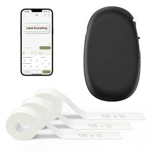 lot 6118 image: SUPVAN E10 Bluetooth Label Maker Machine with 3 Tapes, Continuous Waterproof Label, Versatile App with 35 Fonts and 1k Icons, Inkless Labeler for Home, Kitchen, School, Office Organization, Black