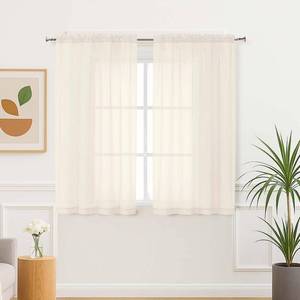 lot 6134 image: Aiyufeng Cream Sheer Curtains 45 Inch Length 2 Panels Set for Living Room, Light Filtering Green Window Sheers Drapes for Bedroom, Each 42 W x 45 L