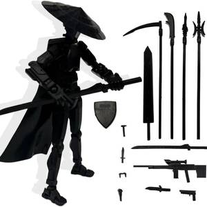 lot 6143 image: PkghoKids T13 Already Assembled Action Figure Accessories,T13 Multi-Jointed Movable 3D Printed Toys (Black)