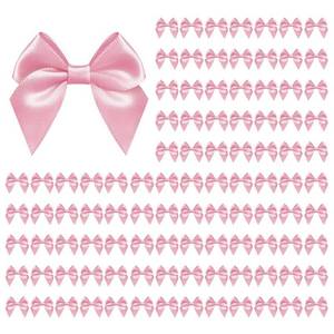 lot 6144 image: 100 PCS Bows for Gift Wrapping, 2.75 Satin Ribbon Bows with Double-Sided Tape, Small Bows for Crafts, Bow Decor, Mini Bows Decorations for Party Baby Shower Birthday Wedding (Pink)
