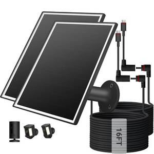 lot 6156 image: VERVERAY 2 Pack Solar Panel for Ring Camera, 6W Solar Charger with USB-C & Barrel Plug for Ring Stick Up Cam PlusPro & Spotlight Cam Battery Series, Waterproof, 16ft Cable (Black)