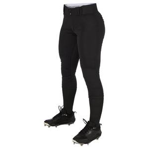 lot 6166 image: CHAMPRO Womens Tournament Traditional Low-Rise Polyester Softball Pant, Small, Black