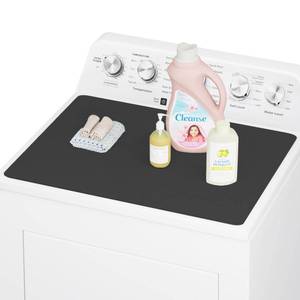 lot 6170 image: CSKY 1Pc Washer and Dryer Covers for the Top, 25.5�17.5 Fabric Laundry Countertop Mat, Anti-Crease Rolled Packaging, Non-Slip Rubber Base, Washer Dryer Topper for Top Load Machine (Black)